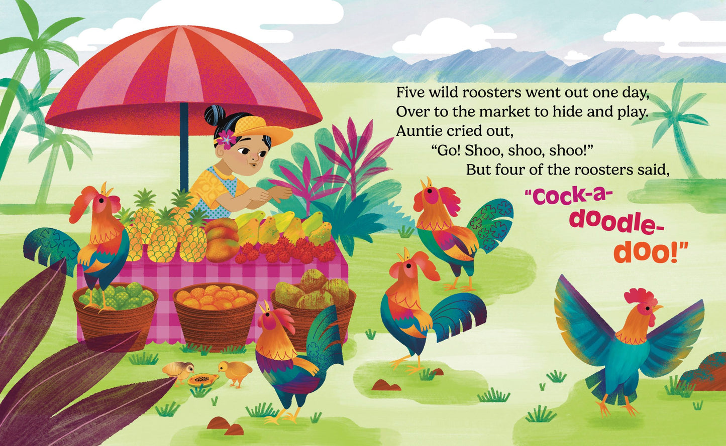 Five Wild Roosters