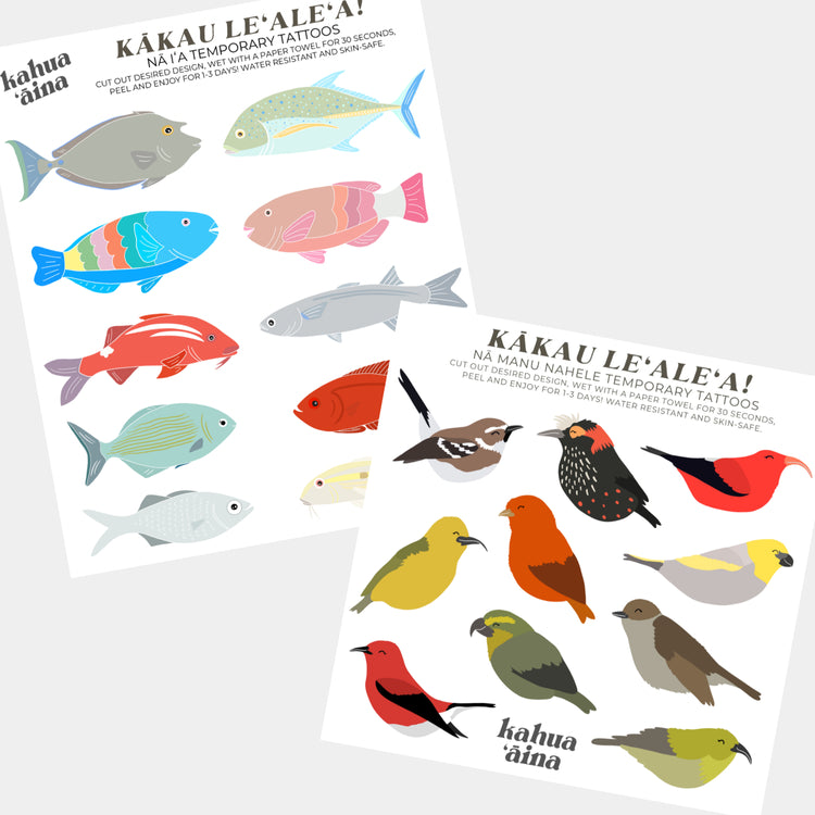 Kākau Le’ale’a - Temporary Tattoo Sheets REEF FISH