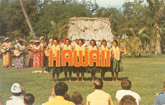 Greeting Card Hula Girls with Hawaii Letters
