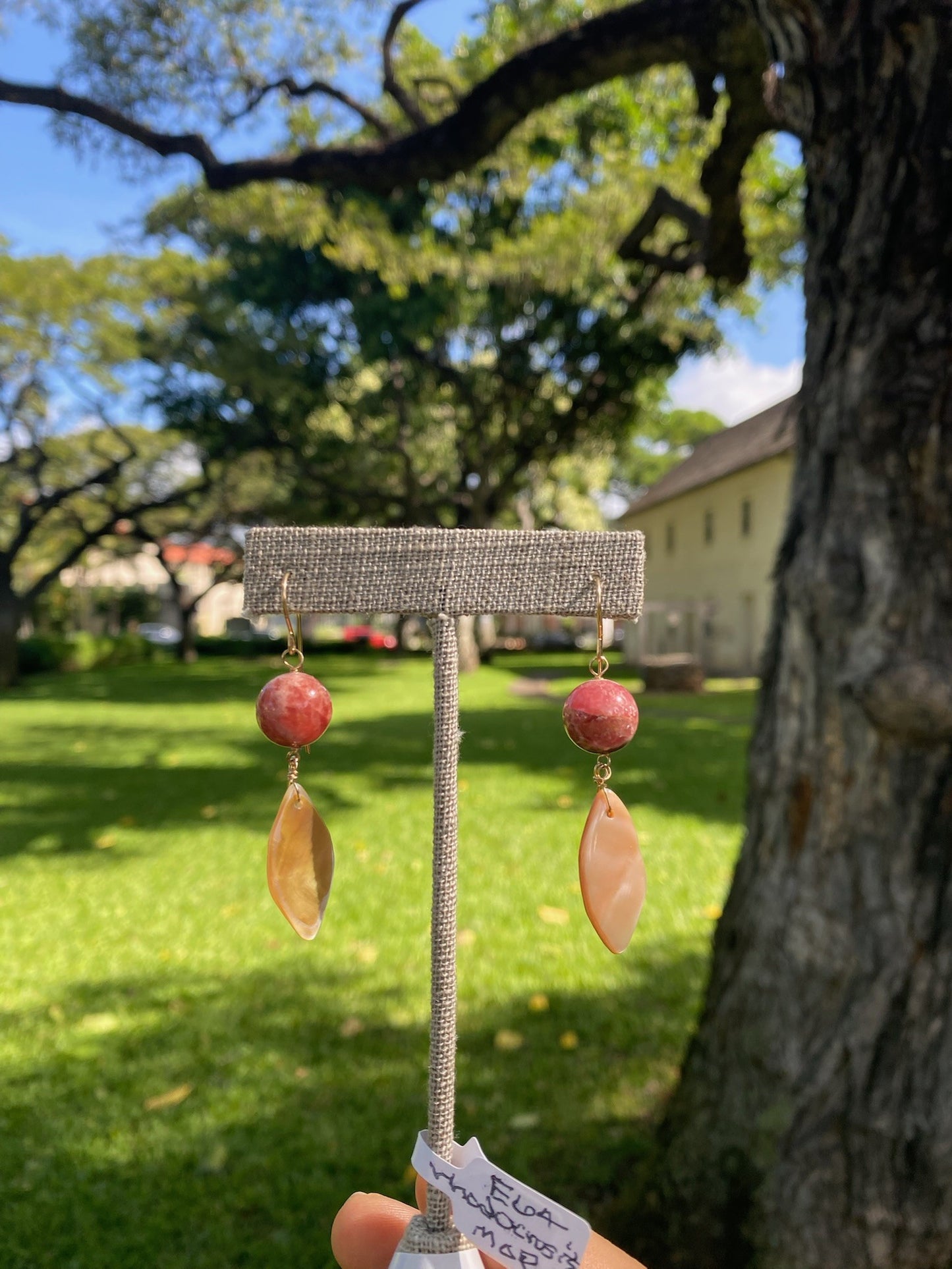 Rhodochrosite + Mother of Pearl Earrings