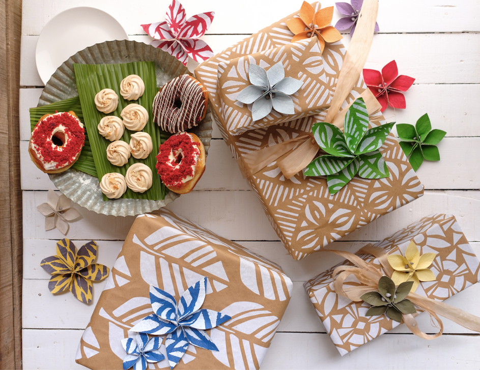 Masi Flower Holiday Ornaments - Natural Set of Two (2)