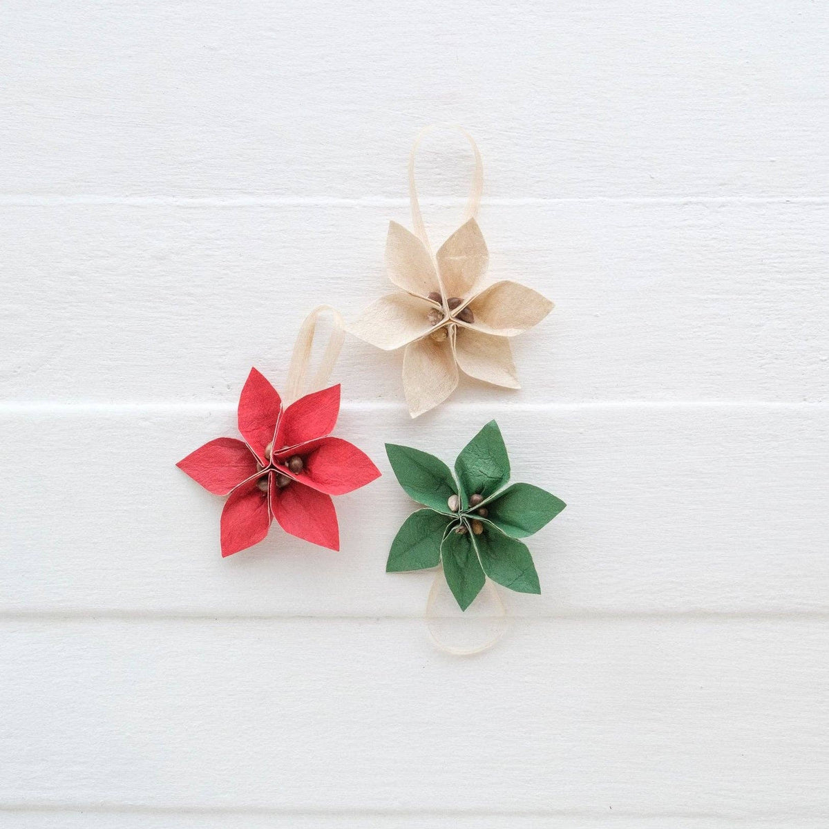 Masi Flower Holiday Ornaments - Holiday Trio Set of Three (3)