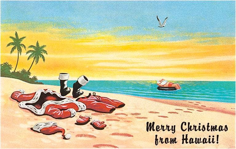 Greeting Card Merry Christmas from Hawaii, Santa