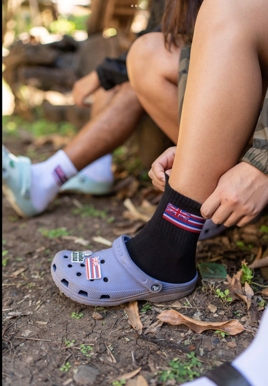 Mid-Rise Hae Hawaiʻi Kakini - Hawaiian Flag Socks (Black)