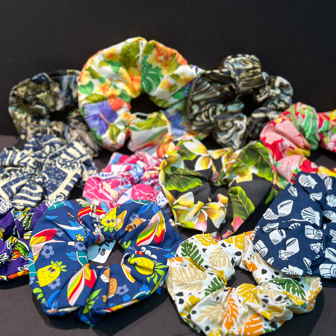 Hair Scrunchies with Hawaiian style print