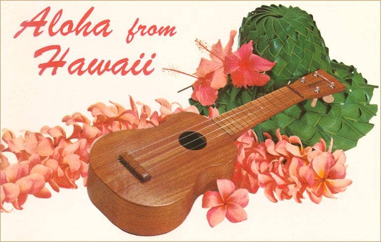 Greeting Card HI Aloha from Hawaii, Ukulele
