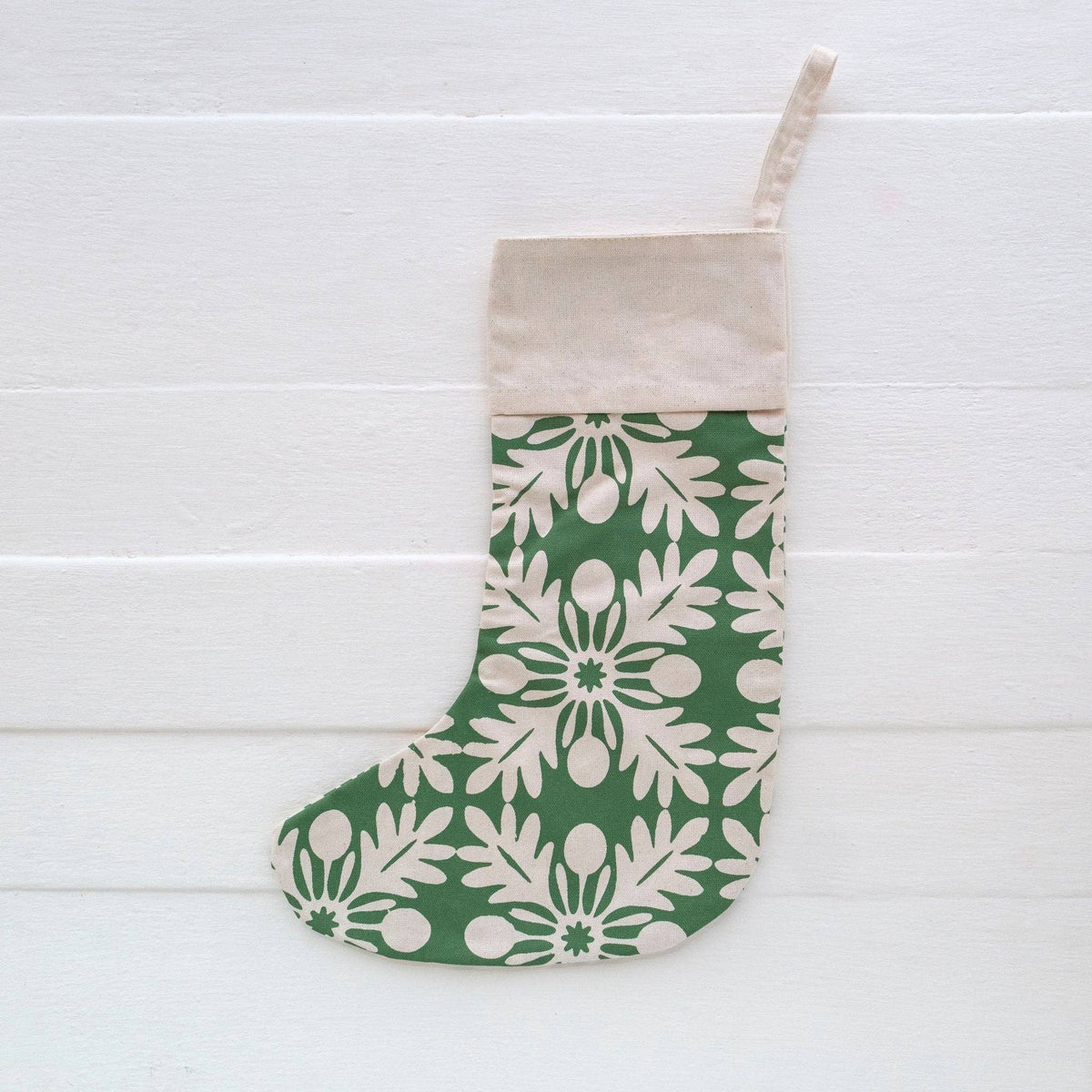 Large Handprinted Holiday Stocking, Balekana Print