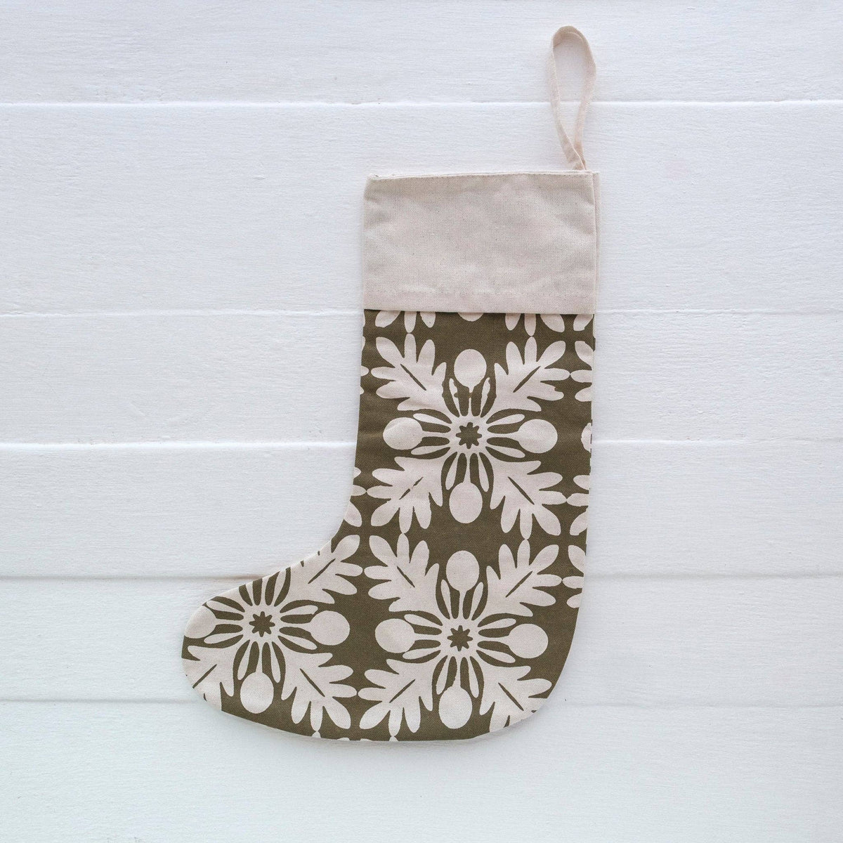 Large Handprinted Holiday Stocking, Balekana Print