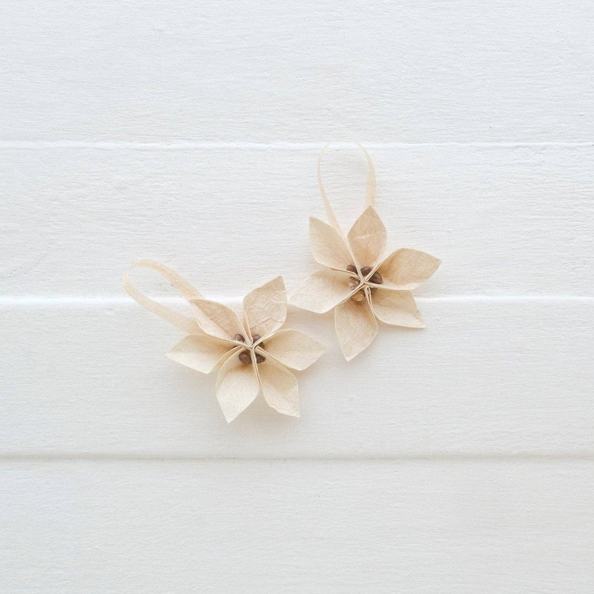 Masi Flower Holiday Ornaments - Natural Set of Two (2)