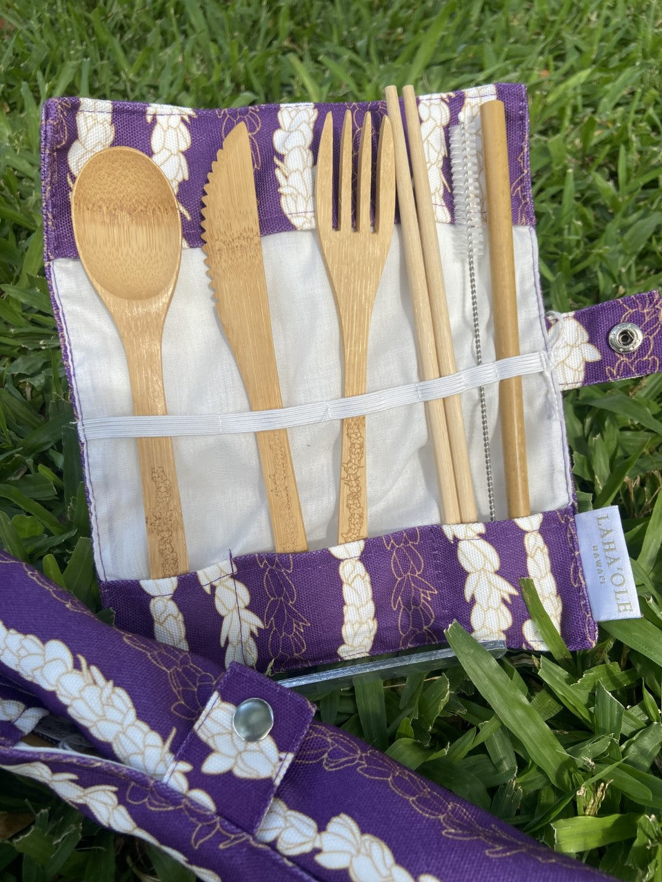 Pikake Lei Eco-Friendly Bamboo Cutlery Set